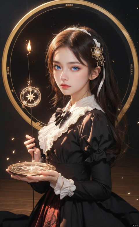  masterpiece,extremely detailed CG unity 8k wallpaper,realistic,((sfw)),1girl,solo,dark persona,illustrious,lolita fashion,(Magic Circle:1.2),Magical girl,Wand,,,(bust:1.1),, 1girl, fazhen