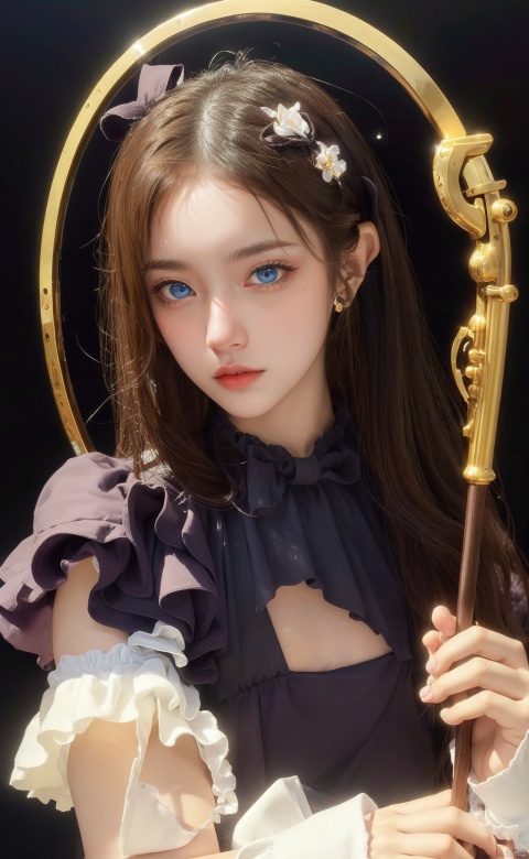  masterpiece,extremely detailed CG unity 8k wallpaper,realistic,((sfw)),1girl,solo,dark persona,illustrious,lolita fashion,(Magic Circle:1.2),Magical girl,Wand,,,(bust:1.1),, 1girl