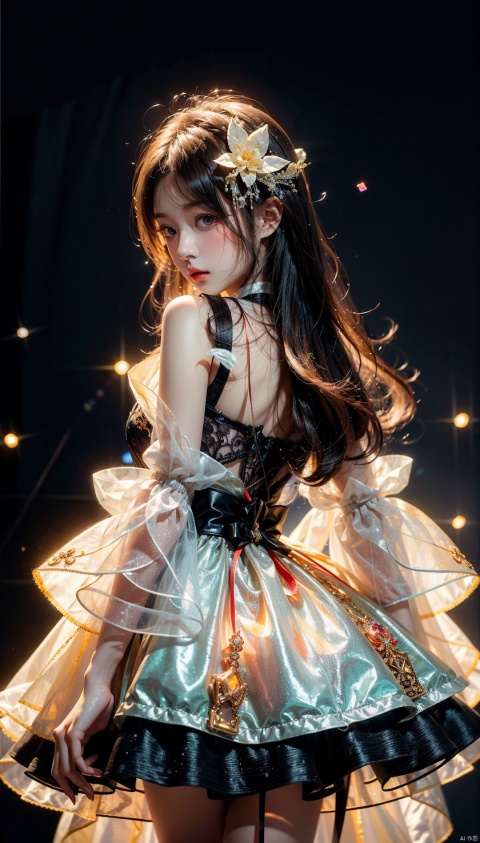 beautiful illustration, best quality, cute petit girl, (transform sequence), transform magical girl, chibi, white magical girl, fractal art, albino, babyface, long pure white and red mesh hair, beautiful detailed red eyes, cinematic lighting, cowboyshot,lookingatviewer,frombottom,happy,国风古装