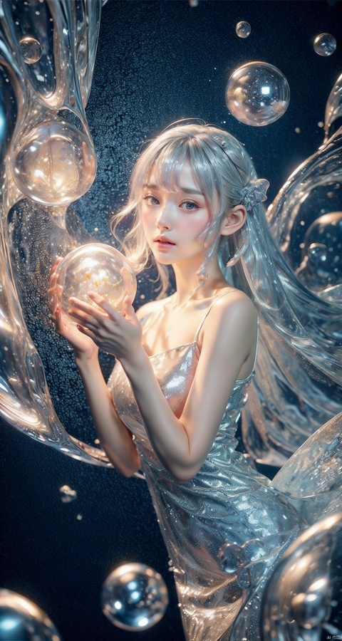  (1girl:1.2),stars in the eyes,(pure girl:1.1),(white dress:1.1),(full body:0.6),There are many scattered luminous petals,bubble,contour deepening,(white_background:1.1),cinematic angle,,underwater,adhesion,green long upper shan, ((poakl)), 1girl, liquid clothes,yushui,Detail,汉服1 Girl, upper body, ((green, silver, shimmer)), limited color palette, contrast, amazing aesthetics, best quality, gorgeous artwork, (Masterpiece), (best quality), (Super detail), (illustration), (extremely delicate and beautiful), (Detail light), 1 girl, cold theme, broken glass, broken wall, (Row of stars), (starry sky), Milky Way, stars, Reflecting starry sky water, water color theme, white hair, flicker, white dress, shut up, oil painting art, All glass ball, girl in glass ball, white hair, flicker, bust, sculpture, floating, shut up, constellation, flat color, Male focus, Long hair, solo, Space, Universe, utaite(singer), Nebula, multiple stars, Chinese, water medium, 19 year old girl, white stockings, Pink machinery, Middle Road, Tianmen, Daofa Rune, Hanfu, Chinese clothing, Vitality plan, Mo You, sd_mai, Flowers, details, more details, ultra clear 8K, liuyifei, fenhong
