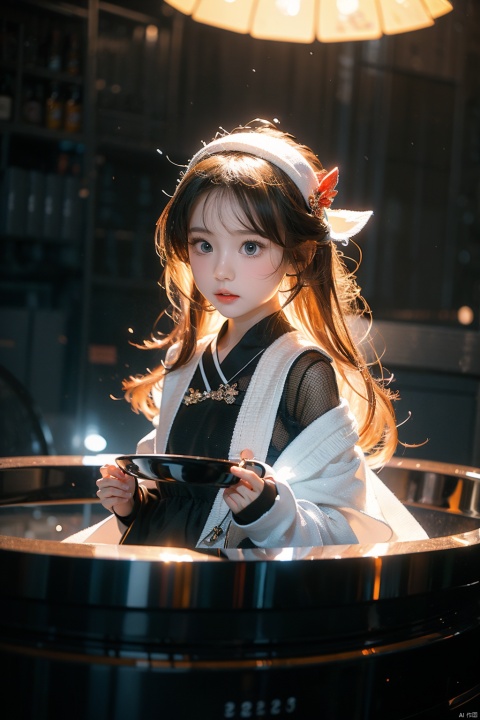  beautiful illustration, best quality, cute petit girl, (transform sequence), transform magical girl, chibi, white magical girl, fractal art, albino, babyface, long pure white and red mesh hair, beautiful detailed redeyes,cinematiclighting,cowboyshot,lookingatviewer,frombottom,happy,国风古装