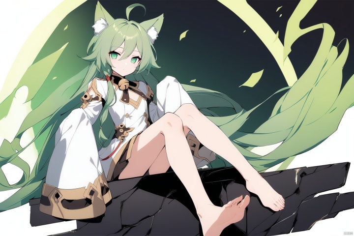  [[fu hua (phoenix)(honkai impact 3rd)]], nai3, 1girl, solo, artstyle,
1girl, solo, long hair, looking at viewer, bangs, long sleeves, animal ears, sitting, very long hair, full body, ahoge, green hair, barefoot, cat ears, wide sleeves, feet, english text, official alternate costume, sleeves past wrists, bell, sleeves past fingers, akashi \(azur lane\)