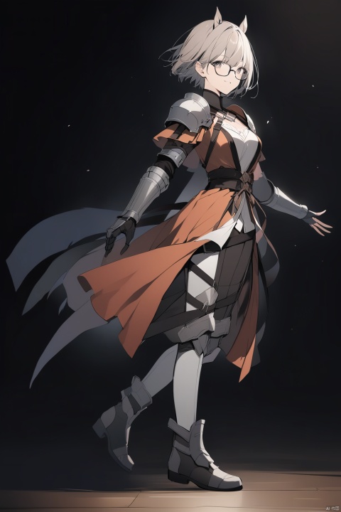 (full body), nai3, solo, artstyle,best quality,amazing quality,very aesthetic,absurdres,traditional media solo, looking at viewer,
,horse tail, full body,boots, male focus,((( horse ears, brown eyes,hanfu, glasses,shoulder armor,gauntlets,))),30y.o.solo,short-hair,:),full_body