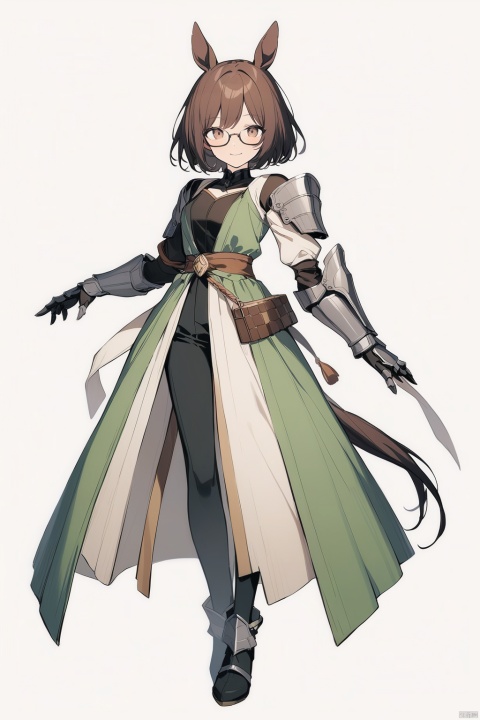 (full body), nai3, solo, artstyle,best quality,amazing quality,very aesthetic,absurdres,traditional media solo, looking at viewer,
,horse tail, full body,boots, ,(((male focus, horse ears, brown eyes,hanfu, glasses,shoulder armor,gauntlets,))),30y.o.solo,short-hair,:),full_body