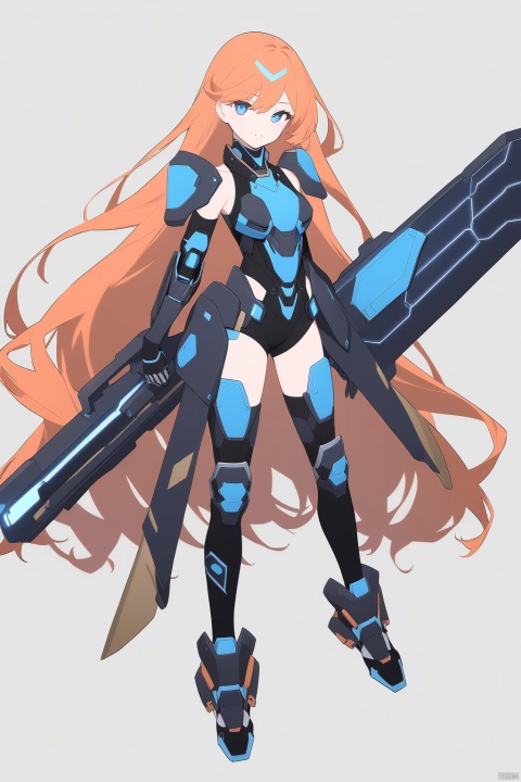 (full body), nai3, 1girl, solo, artstyle,
1girl, solo, long hair, breasts, looking at viewer, 
Durandal/Bianka Ataegina
1girl, solo, looking at viewer, blue eyes, cyborg armor, knee pads
solo, white background, holding, standing, weapon, holding weapon, gun,, holding gun, shield, holding shield, energy gun, beam rifle