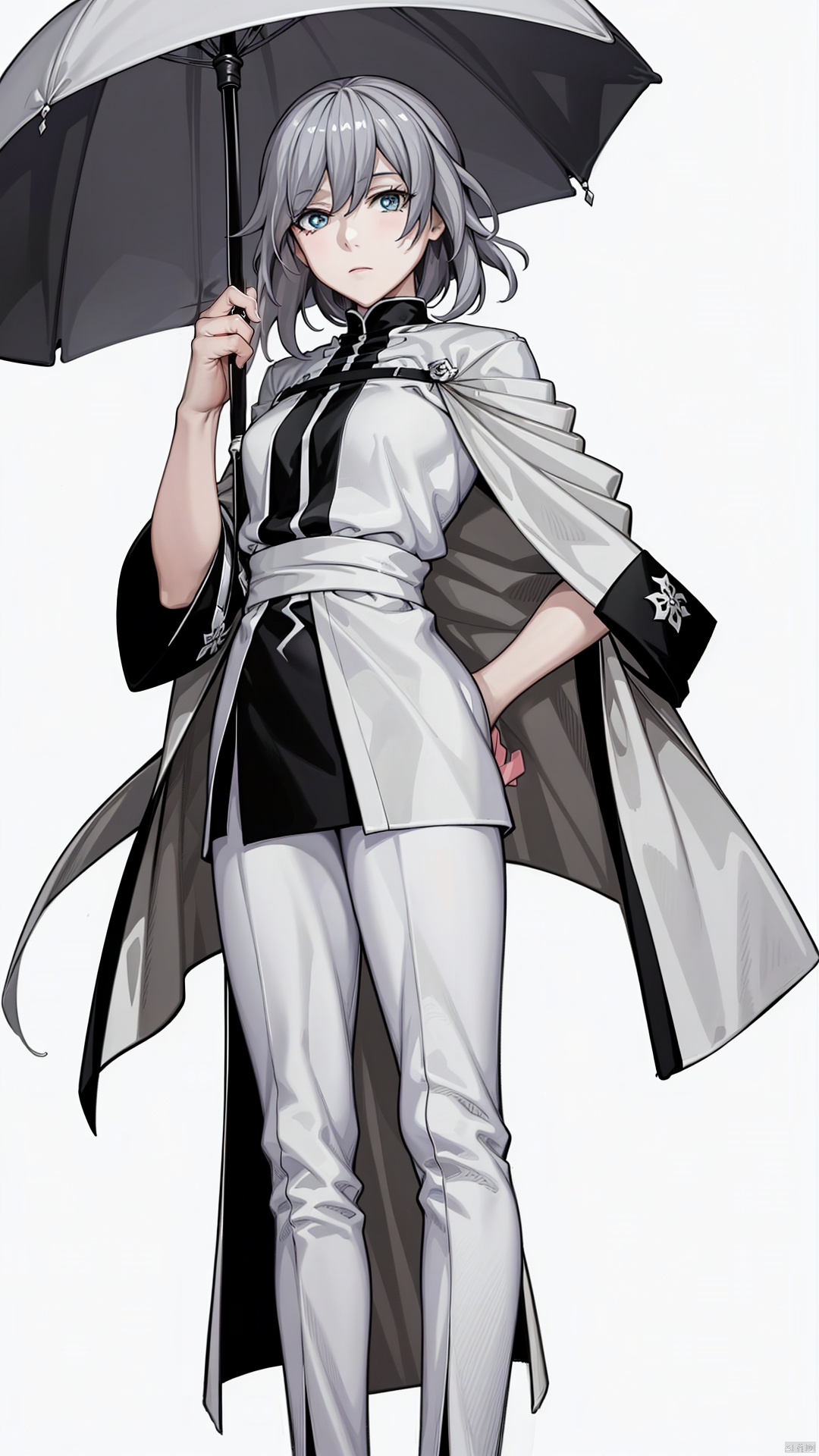 (masterpiece:1.3), (the best quality:1.2), (super fine illustrations:1.2), (Masterpiece), high quality, high detail, (white background:1.2), looking at viewer, (SOLO:1.4), outline, simplebackground, full body, commen,florence nightingale \(fate\), fu hua