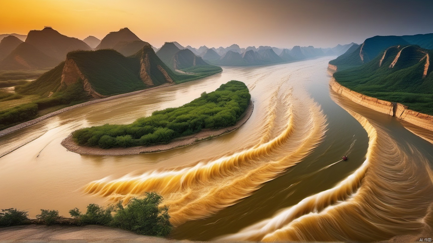 China Yellow River scenic spot, Majestic Waves, turbulent rivers, cliffs, HD, 8k, National Geographic, wallpaper, real photography