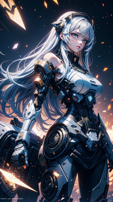 1girl,Straight hair,long_hair,gray Combat Mech, (Pretty Girl),  bare Shoulder, Huge Breasts, Exquisite Mechanical Feeling, Details, Mech Wings, Elegance, gray Mech, Luminous Eye,Black hair, gray round armor, smooth, wings,bare shoulder,luminous decoration
masterpiece, best quality, official art, extremely detailed CG Unity 8k wallpaper, bright light,
(light particles, (illustration), (color) ,good-looking, perfect, (flat painting), (heavy brushstrokes), (bold lines), highest image quality, 
masterpiece, fine, long eyelashes, ((contour)), extremely detailed background description, gray off the shoulder skirt, mottled, (character close-up), correct and accurate hand painting, accurate and precise fingers, (Science Fiction), Future, Cyberpunk,, fazhenn
, cyberpunk, RoyalSister Face