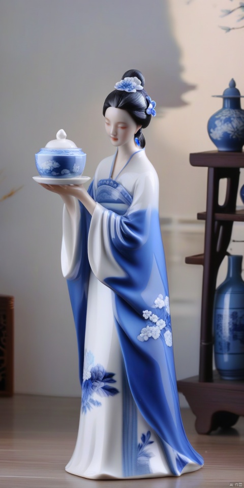 porcelain,1girl,
g020,Blue_and_white_porcelain,white porcelain