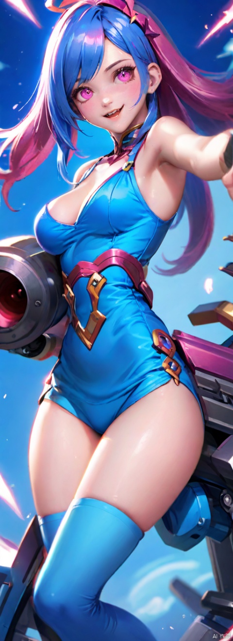 masterpiece, best quality, very detailed CG unified 8k wallpaper, (Concept Style :1.5) (complex detail) (Advanced color) Concept virtual figure's ,
1 chinese girl,solo,
fullbody,jinx,league of legends style,laughing,a light on a blue,faced k-pop girl,(masterpiece:1.2),hi-res,4k,pastel color,jinx_/(league of legends/),pink eyes,blue hair,portrait,gatling,rocket launcher,crazy postures,
 ,g004,,,,,<lora:660447824183329044:1.0>