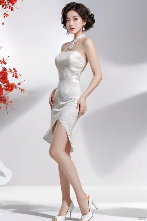  masterpiece, best quality, very detailed CG unified 8k wallpaper, (Concept Style :1.5) (complex detail) (Advanced color) Concept virtual figure's ,
1 chinese girl,solo,
mature woman, wife,full body,ashion earrings, skirt, curly hair,White high heels, bare legs, path, high heels, pure white background,
 ,g004,,,,,,,<lora:660447824183329044:1.0>