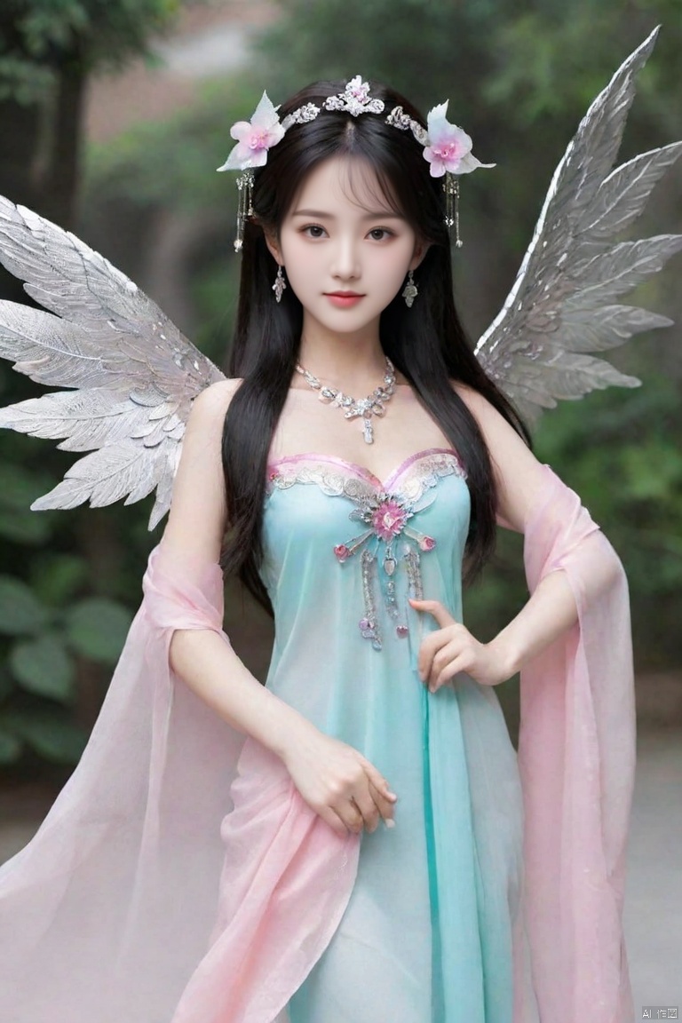  masterpiece, best quality,  1 chinese girl, Metal big wings,Fairy, crystal,jewels,dance , chineseclothes., g002,<lora:660447824183329044:1.0>