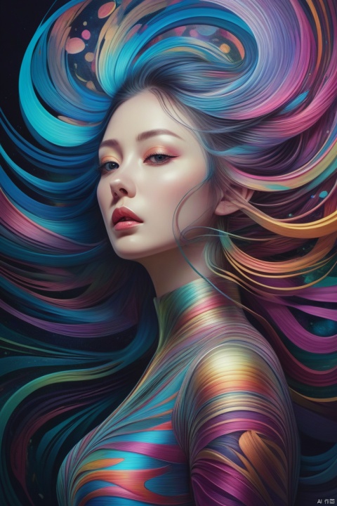 style of Marco Mazzoni, a mesmerizing digital art piece featuring vibrant psychedelic colors and intricate patterns, inspired by the works of Alex Grey and Android Jones, with dynamic swirling motion, high contrast, and surreal atmosphere -artstation,g020, g021, g007