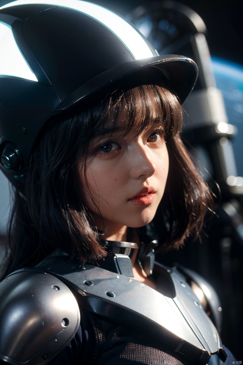 a woman in a futuristic outfit with a futuristic helmet and a futuristic sword, trending on cgstation, trending at cgstation, portrait knights of zodiac girl, cute cyborg girl, perfect android girl, portrait anime space cadet girl, beutiful girl cyborg, girl in mecha cyber armor, game cg, cgsociety and fenghua zhong, beautiful cyborg priestess
