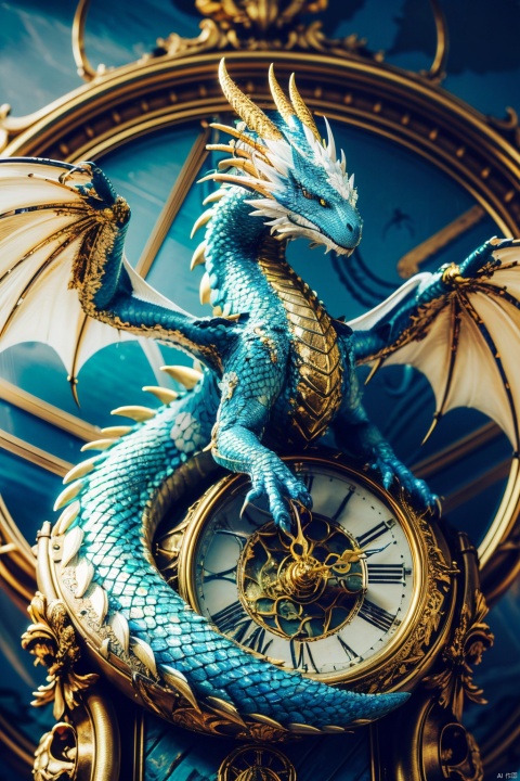 (highres,masterpiece:1.2),vivid colors,long,serpentine dragon with shimmering scales,imposing dragon perched atop a grand clock tower,captivating dragon with intricate and majestic wings,ornate and detailed tower with Gothic architecture,dragon's wings casting dramatic shadows over the tower,meticulously crafted clockwork mechanism inside the tower,engraved metallic gears and cogs turning with precision,dragon's fierce gaze dominating the scene,soft ambient lighting illuminating the dragon and tower,harmonious blend of warm and cool color tones,ethereal atmosphere with a touch of mystery