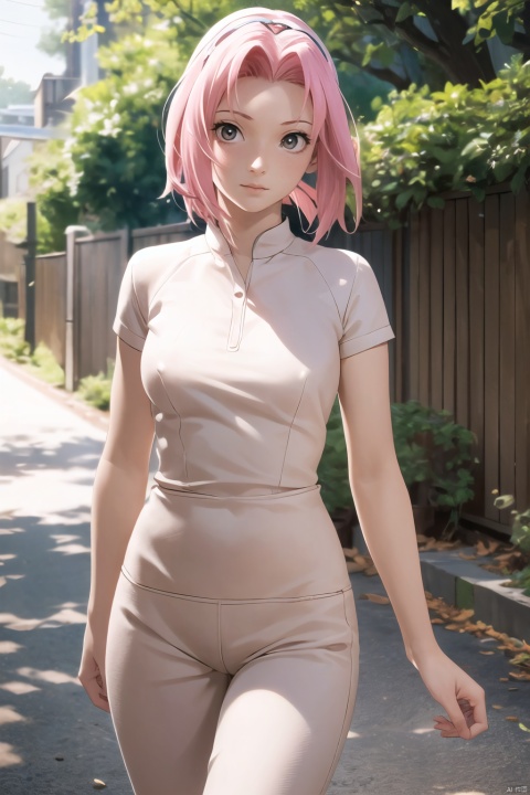  best quality, masterpiece, extremely detailed CG unity 8k wallpaper, official art, (Realistic:1.2), 1girl, solo, outdoors, looking at the viewer, 3DMM, haruno sakura,nude