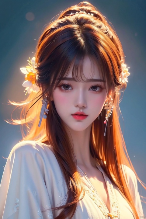 Best quality + masterpiece + Extremely high resolution +1 loli+ looking at the audience + detailed face + orange hair + deep eyes + dress + full bodyimage,,, masterpiece, best quality, mtianmei, mpaidui, 1 girl