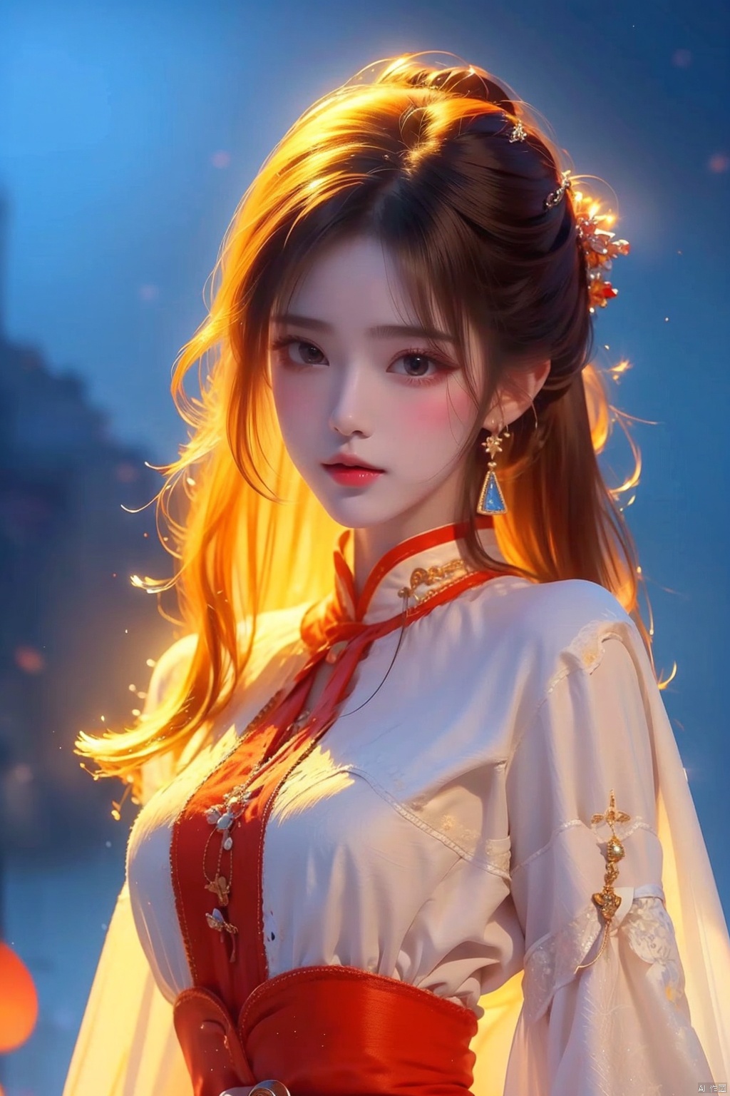 Best quality + masterpiece + Extremely high resolution +1 loli+ looking at the audience + detailed face + orange hair + deep eyes + dress + full bodyimage,,, masterpiece, best quality, mtianmei, mpaidui, 1 girl