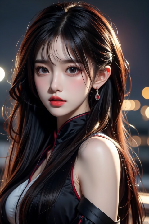  HDR, UHD, 8K, Highly detailed, best quality, masterpiece,1girl, messy hair,black suit,looking at viewer,Photos, photography, ((poakl)), (\yan yu\)