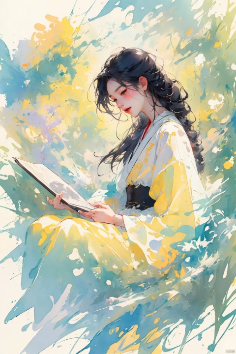  llustration style,dream ,A Sunshine Laughs girl with black hair and black eyes,enlarge Holding a magic and book wand in hand,rainbow Long dress ,Black Braid Fried Dough Twists Braid,8k, clear details, rich picture, nature background, flat color, vector illustration, watercolor, Chinese style, cute girl, Laughs Girl, TT, (/qingning/), (\MBTI\), (\lang lang\), babata, (\shen ming shao nv\), jiqing,wings, ((poakl)), （\personality\）, myinv