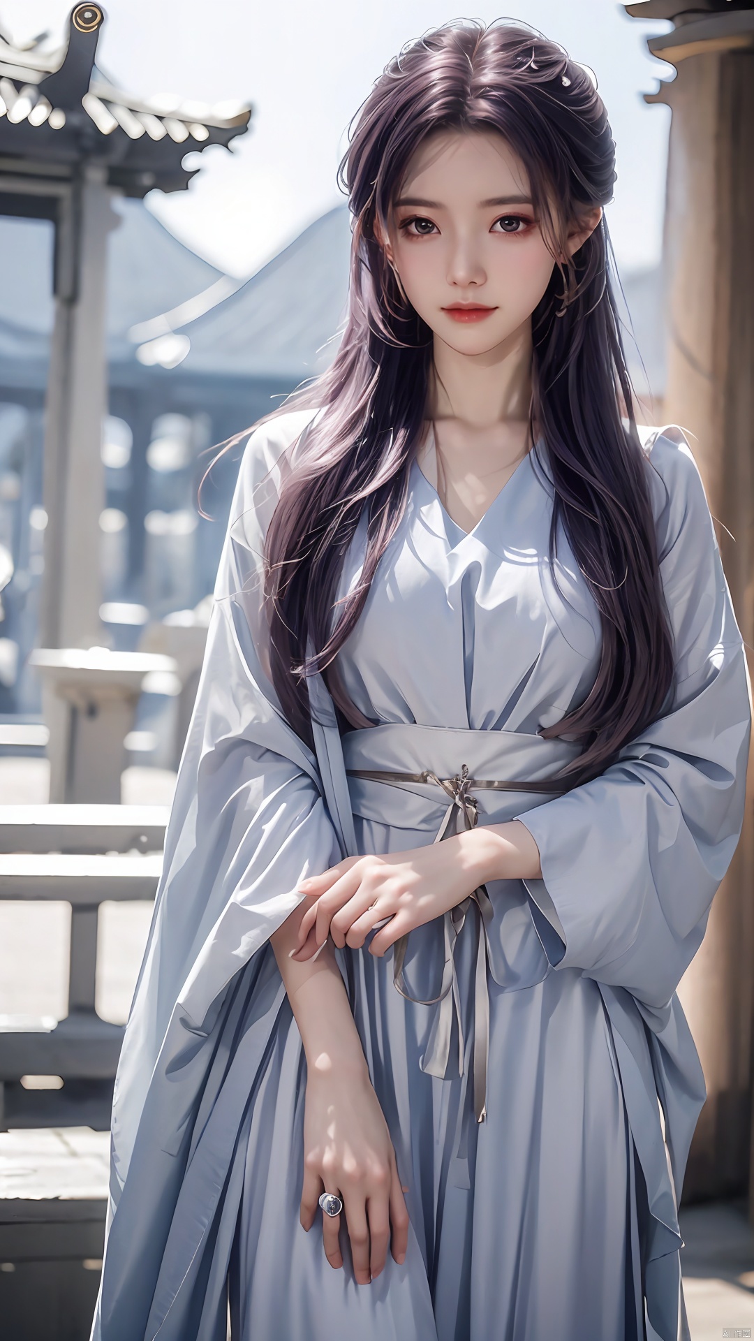 quality,masterpiece,Yunxiao_Fairy,1girl,solo,long hair,looking at viewer,jewelry, Silhouette_Landscape, Hashimoto_Kanna, hanfu, Yunxiao_xianzi