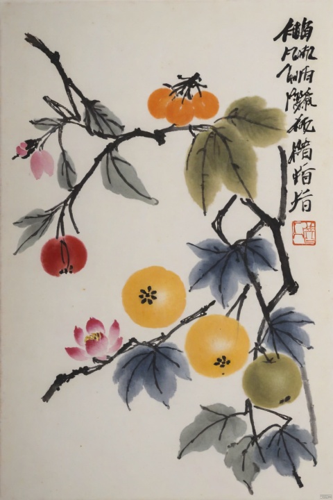 Qi-Baishi,fruit,animal,flower,leaf, traditional chinese ink painting