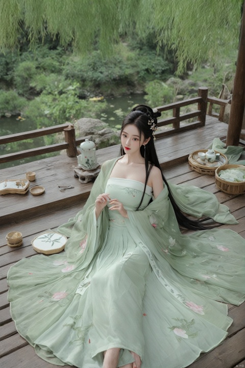  ((1girl)),solo,lying on back on bamboo mat bed in garden,paper fan,thin hanfu,foggy,(curtain),(bamboo forest),(huge breasts:1.88),(Spread your legs and expose your vagina:1.55),tiles roof,light green and white,off shoulders,chinese painting,gongbi style,water_color,(grapevineman:1.4),(huge breasts:2),(trees, artificial mountain, green lotus leaves,light pink lotus flowers),koi,wooden windows,doors,bed,stone,trandional architecture,temple,tower,wall,chinese garden,long hair,full body,bangs,(huge breasts:2.2),(masterpiece, Extremely detailed, best quality, highres:1.2),(ultra_detailed, UHD:1.2),soft smile,huyefo,1girl,see-through,(huge breasts:2.3),,pussy,bsp,daxiushan,daxiushan style,