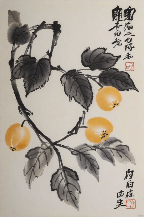 Qi-Baishi,fruit,animal,flower,leaf, traditional chinese ink painting