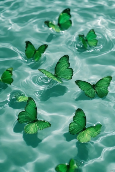 Water_butterfly,green butterfly,water,water ripplesrple