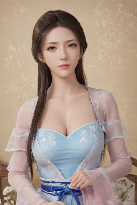 1girl,Xnangongwan,upper body,flower,big breasts