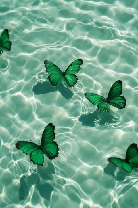 Water_butterfly,green butterfly,water,water ripples