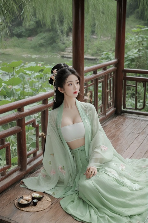  ((1girl)),solo,lying on back on bamboo mat bed in garden,paper fan,thin hanfu,foggy,(curtain),(bamboo forest),(huge breasts:1.88),(Spread your legs and expose your vagina:1.55),tiles roof,light green and white,off shoulders,chinese painting,gongbi style,water_color,(grapevineman:1.4),(huge breasts:2),(trees, artificial mountain, green lotus leaves,light pink lotus flowers),koi,wooden windows,doors,bed,stone,trandional architecture,temple,tower,wall,chinese garden,long hair,full body,bangs,(huge breasts:2.2),(masterpiece, Extremely detailed, best quality, highres:1.2),(ultra_detailed, UHD:1.2),soft smile,huyefo,1girl,see-through,(huge breasts:2.3),,pussy,bsp,daxiushan,daxiushan style,