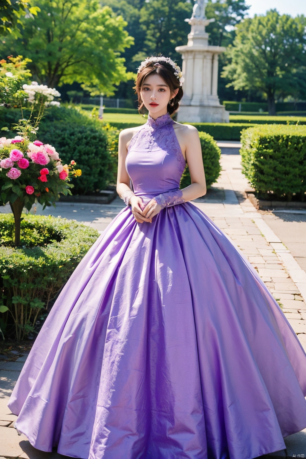  1girl,purple wedding dress, (masterpiece, top quality, best quality, official art, beautiful and aesthetic:1.2)