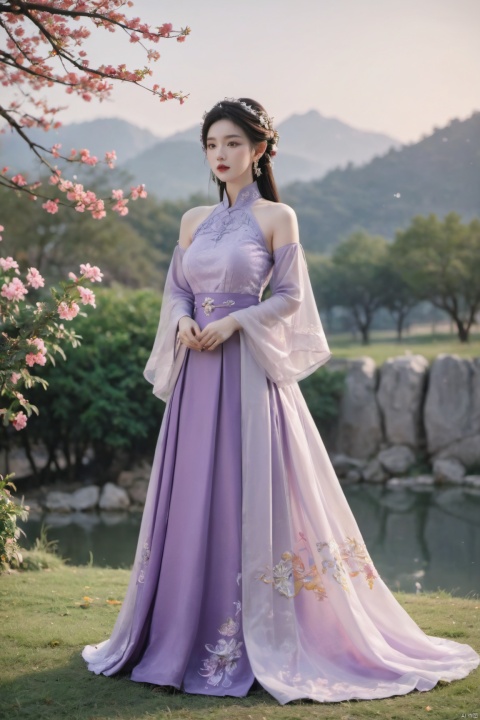  1girl,purple wedding dress, (masterpiece, top quality, best quality, official art, beautiful and aesthetic:1.2), medusa, desert_sky, weijin_hanfu, song_hanfu