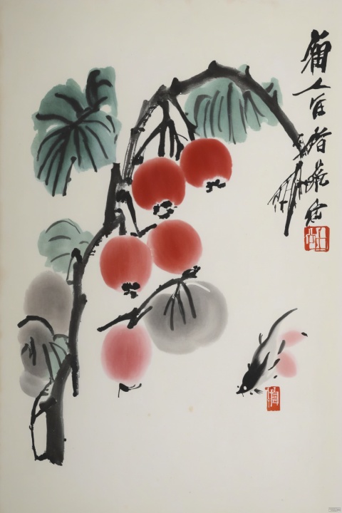 Qi-Baishi,fruit,animal,traditional chinese ink painting