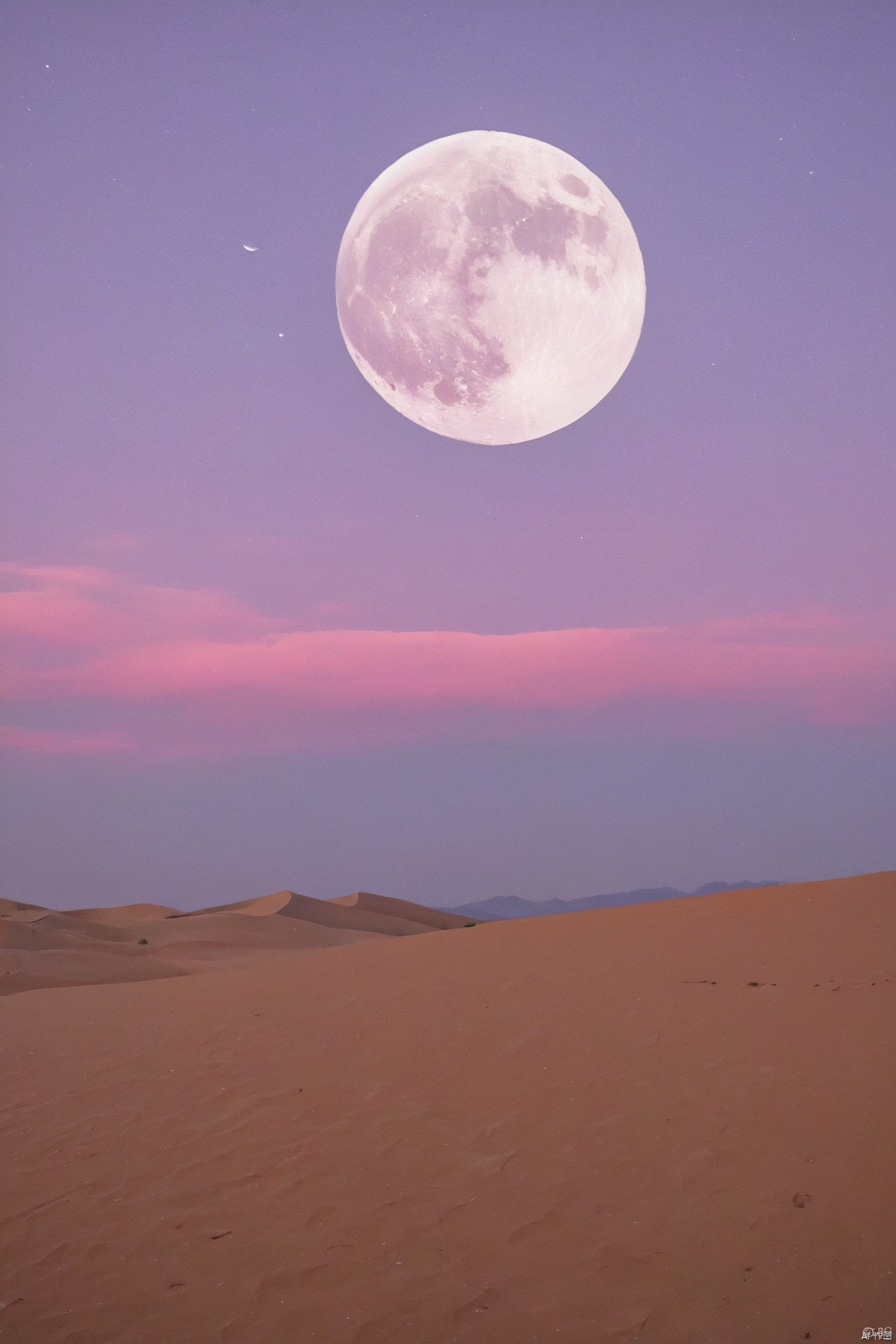 desert_sky,1girl,full moon,scenery,desert,pink-purple sky,star,more detail XL,xxmixgirl, xxmix_girl, monkren, qingyi, 