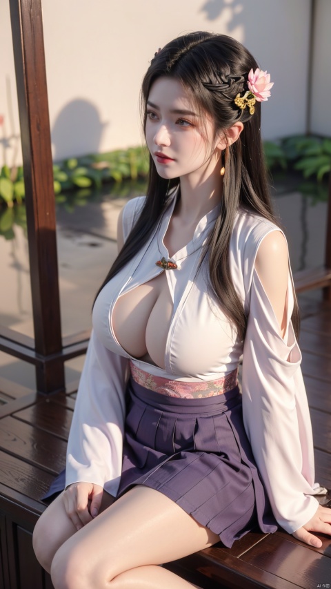  (1girl:1.1), (Lace purple skirt:1.39), on Stomach,aqua_earrings,Lights, lanterns, chang,(big breasts:1.56),hanfu, Best quality, Realistic, photorealistic, masterpiece, extremely detailed CG unity 8k wallpaper, best illumination, best shadow, huge filesize ,(huge breasts:1.56) incredibly absurdres, absurdres, looking at viewer, transparent, smog, gauze, vase, petals, room, ancient Chinese style, detailed background, wide shot background,
(((black hair))),(Sitting on the lotus pond porch:1.49) ,(A pond full of pink lotus flowers:1.5),close up of 1girl,Hairpins,hair ornament,hair wings,slim,narrow waist,perfect eyes,beautiful perfect face,pleasant smile,perfect female figure,detailed skin,charming,alluring,seductive,erotic,enchanting,delicate pattern,detailed complex and rich exquisite clothing detail,delicate intricate fabrics,
Morning Serenade In the gentle morning glow, (a woman in a pink lotus-patterned Hanfu stands in an indoor courtyard:1.36),(Chinese traditional dragon and phoenix embroidered Hanfu:1.3), admiring the tranquil garden scenery. The lotus-patterned Hanfu, embellished with silver-thread embroidery, is softly illuminated by the morning light. The light mint green Hanfu imparts a sense of calm and freshness, adorned with delicate lotus patterns, with a blurred background to enhance the peaceful atmosphere,