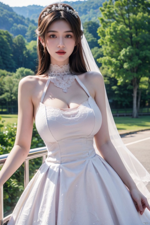  1girl,wedding dress, (masterpiece, top quality, best quality, official art, beautiful and aesthetic:1.2),(big breasts:1.39)