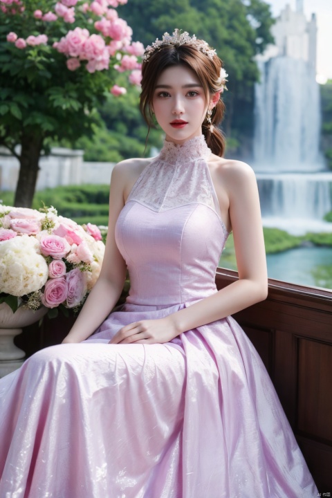  1girl,pink wedding dress, (masterpiece, top quality, best quality, official art, beautiful and aesthetic:1.2)