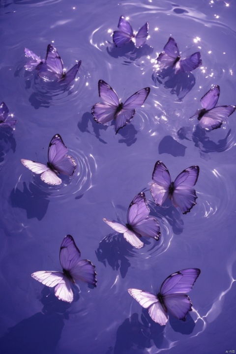  Water_butterfly,purple-red butterfly,water,water ripples