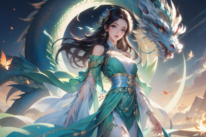  ((4k,masterpiece,best quality)), 
ruomeng135, 1girl, solo,long hair, black hair, dress, dragon, jewelery, Light master, BY MOONCRYPTOWOW
