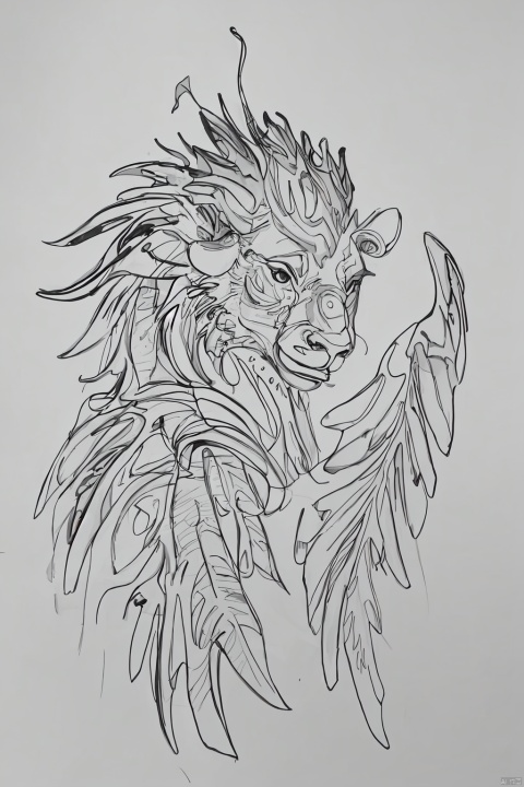 Chinese_zodiac, simple drawing, One stroke of painting, a line art, jijianchahua