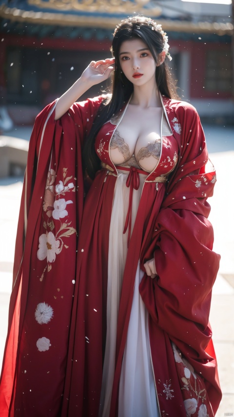  arien_hanfu,1girl,(falling_snow:1.2),looking_at_viewer,,(big breasts:1.39)