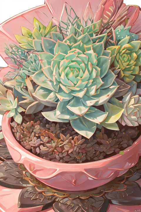Succulent_Plants,succulent plants,pink theme,close-up, macro shot