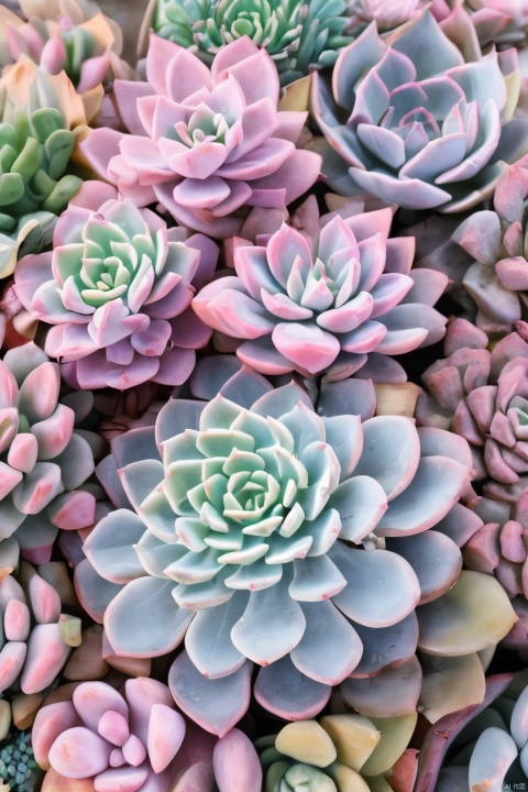 Succulent_Plants,succulent plants,pink theme,close-up, macro shot