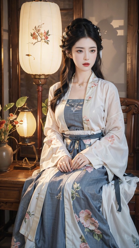  1girl,solo,waist up,hanfu fashion,(zentangle, mandala, tangle, entangle),(flower blossom:1.2) jewelry,ancient art,chinese,long hair, Lanterns, pavilions, flowers
official art,unity 8k wallpaper,ultra detailed,aesthetic,masterpiece,best quality,photorealistic ,half body,Article,Painting and Calligraphy,
,dog, ((poakl)), (big breasts:1.3),