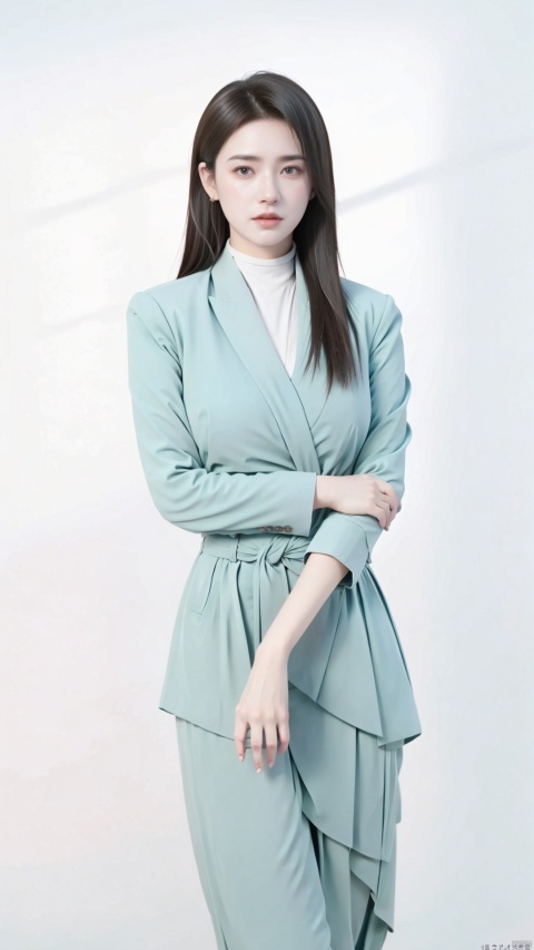  (best quality, masterpiece, ultra high resolution), liuyifei,1girl,(big breasts:1.59),(pink clothes:1.3), blue uniform