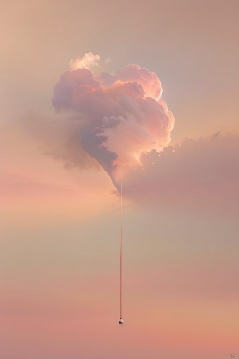  sky,Heart shape pink cloud,BREAK,stars ,Master, photography, artwork, minimalist style, Morandi color system