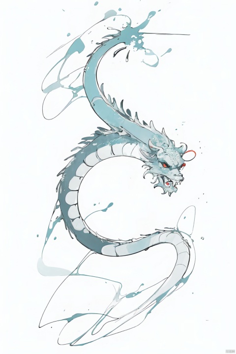 Chinese_zodiac, dragon,Chinese zodiac, simple drawing, One stroke of painting, a line art, black lines, white background