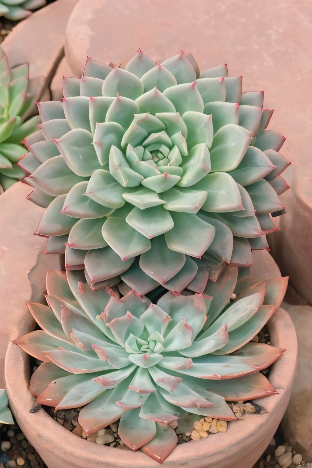 Succulent_Plants,succulent plants,pink theme,close-up, macro shot, outdoor